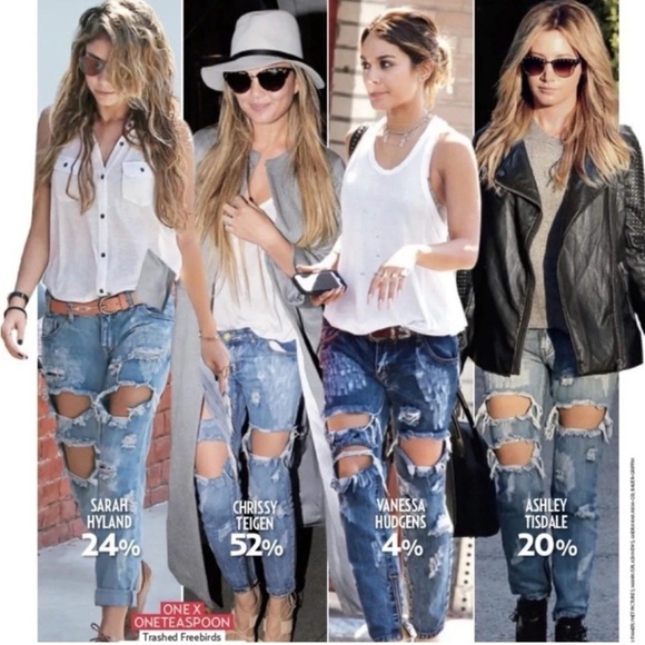 NWT One Teaspoon Freebirds Ripped Jeans in Vintage Blue Size 27 Kardashian - Picture 10 of 11